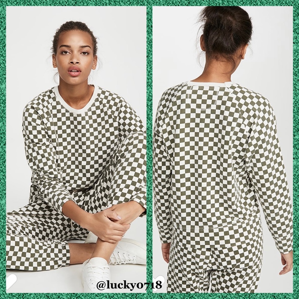 Splits59 Tilda Sweatshirt Vintage White & Army Check Sz S
